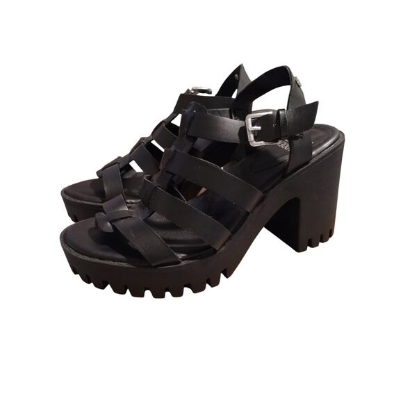 Madden NYC Women's size 9½ Genesis Block Heel Fisherman Gothic Rock Emo Sandals - Picture 5 of 10